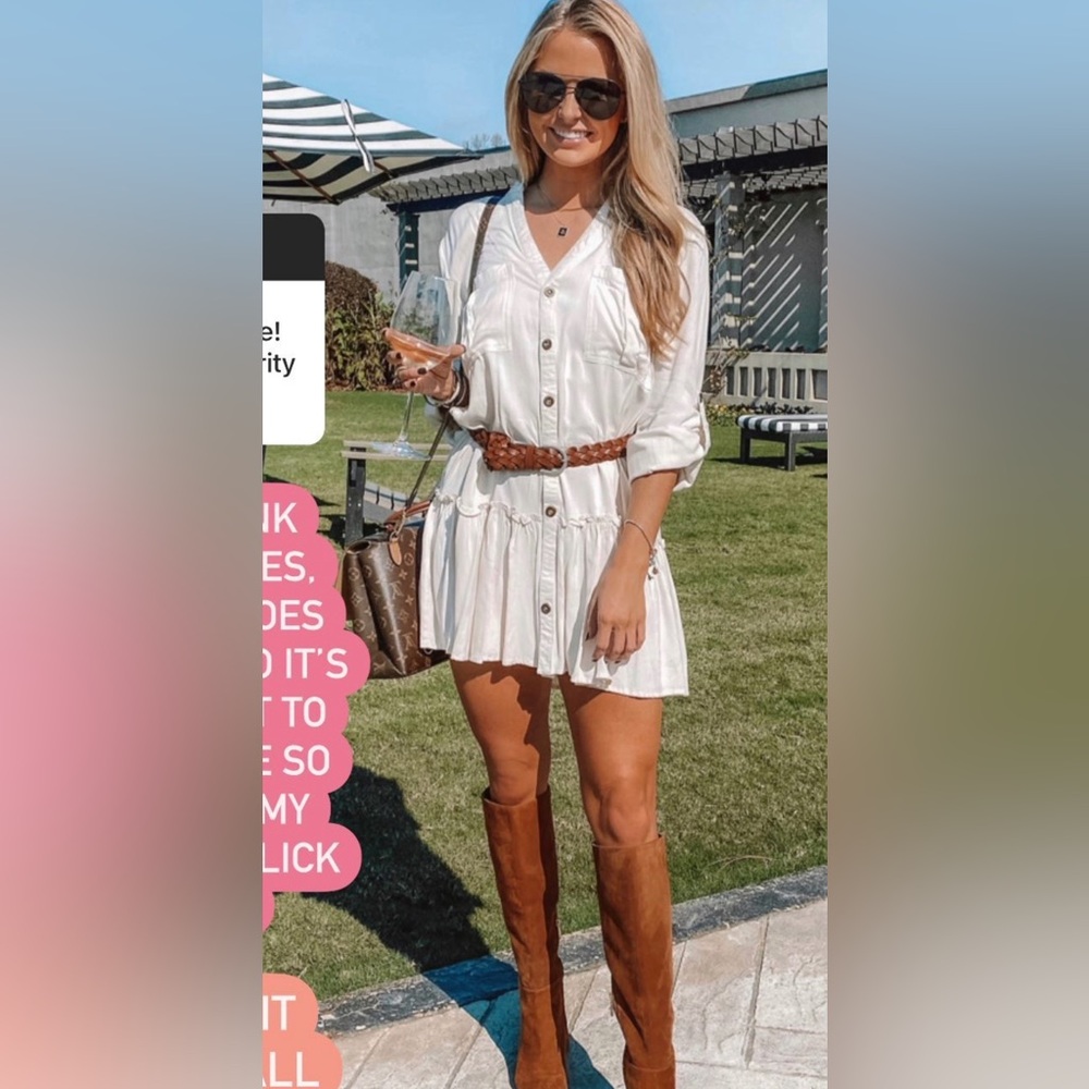 White Mini Dress with Belt